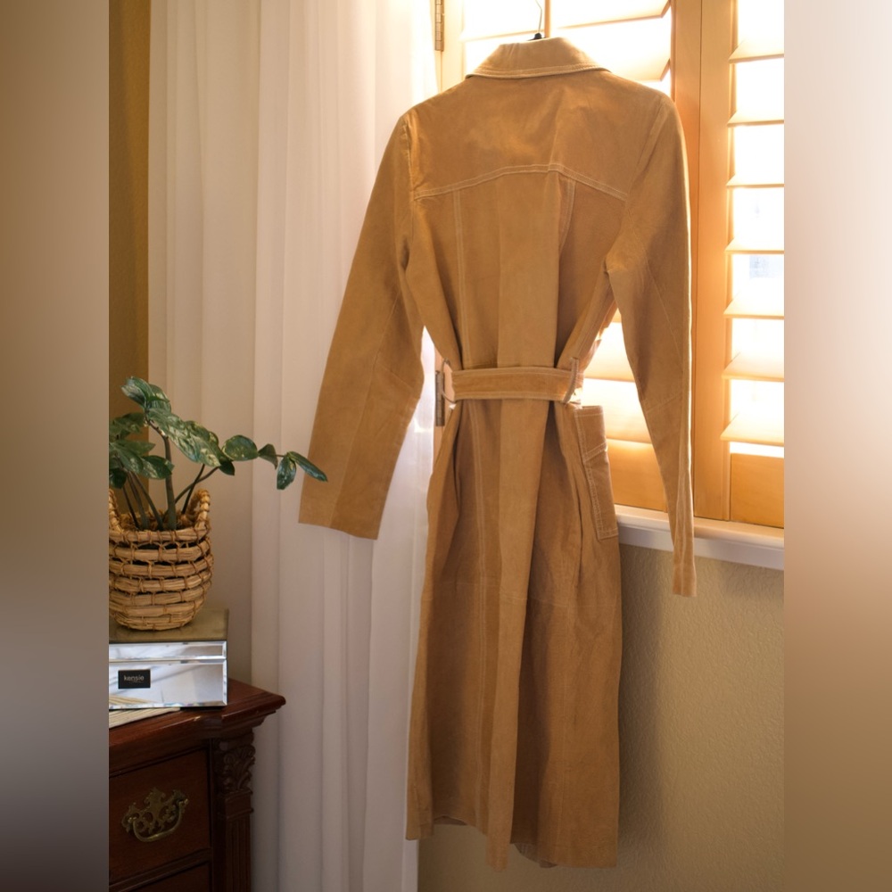 Vintage Jennyfer J Suede Trench Coat - Picture 3 of 3